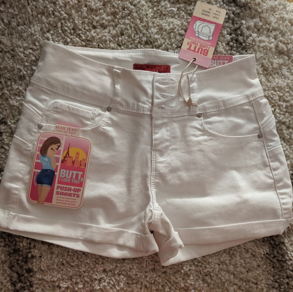 White denim shorts
